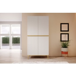 Szafa Nicole 100 cm z półkami - biały mat / złote nóżki